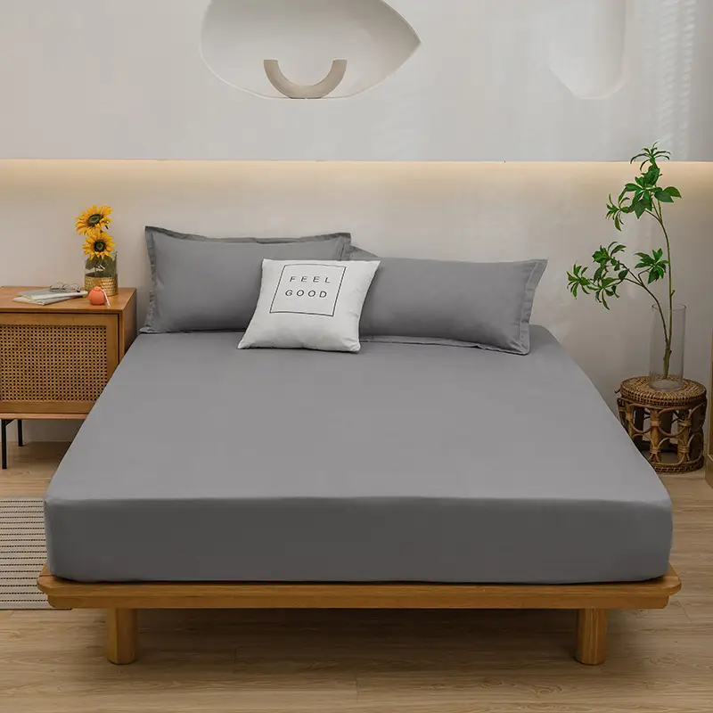 One-piece Japanese-style Solid Color Aloe Vera Cotton Dustproof Bedspread All-inclusive Mattress Protective Cover Non-slip Mattress Cover