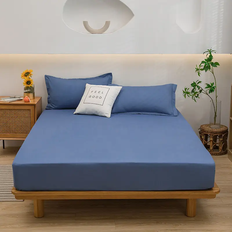One-piece Japanese-style Solid Color Aloe Vera Cotton Dustproof Bedspread All-inclusive Mattress Protective Cover Non-slip Mattress Cover