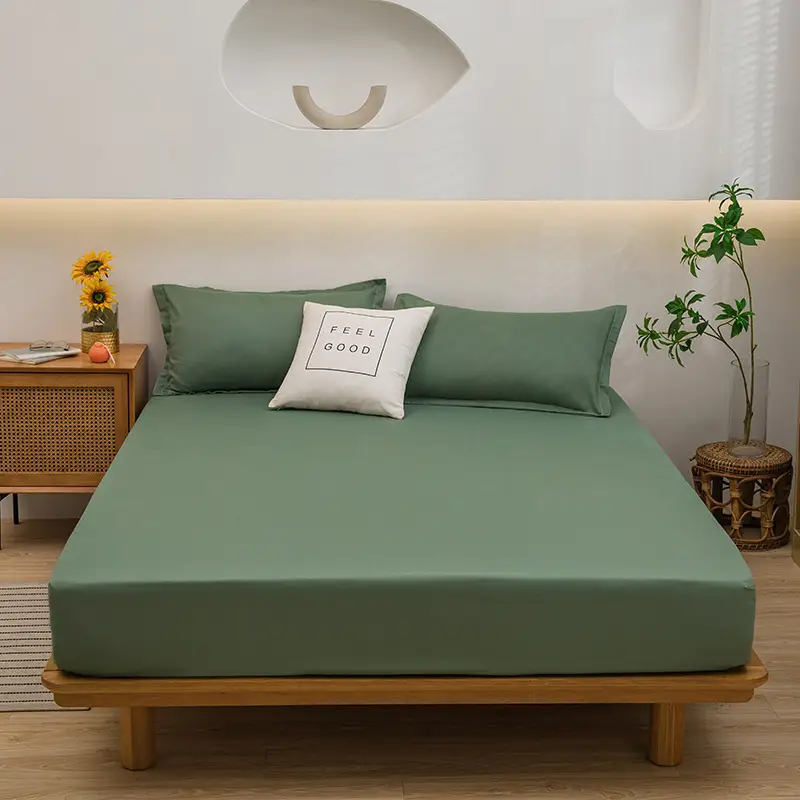 One-piece Japanese-style Solid Color Aloe Vera Cotton Dustproof Bedspread All-inclusive Mattress Protective Cover Non-slip Mattress Cover