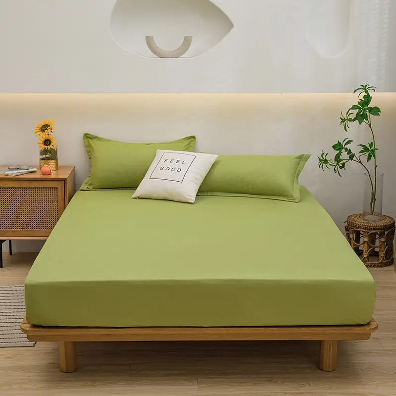 One-piece Japanese-style Solid Color Aloe Vera Cotton Dustproof Bedspread All-inclusive Mattress Protective Cover Non-slip Mattress Cover