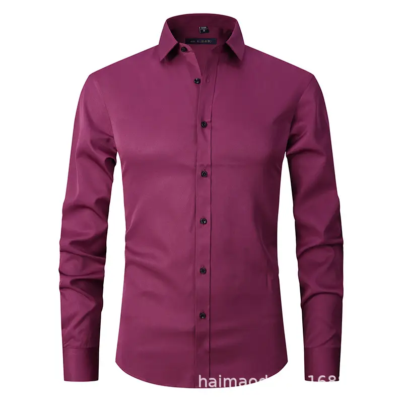 Men's Maroon Slim Fit Button Down Shirt - Image 6