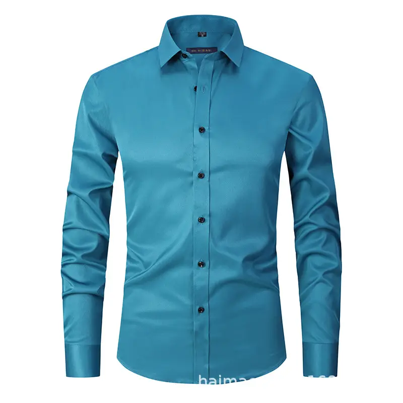Men's Maroon Slim Fit Button Down Shirt - Image 8