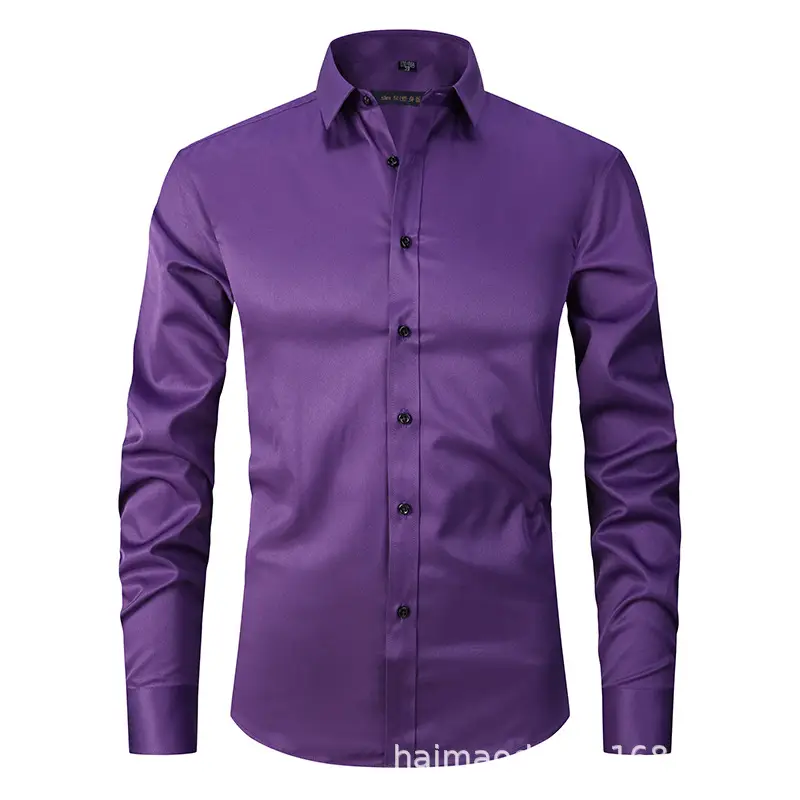 Men's Maroon Slim Fit Button Down Shirt - Image 9
