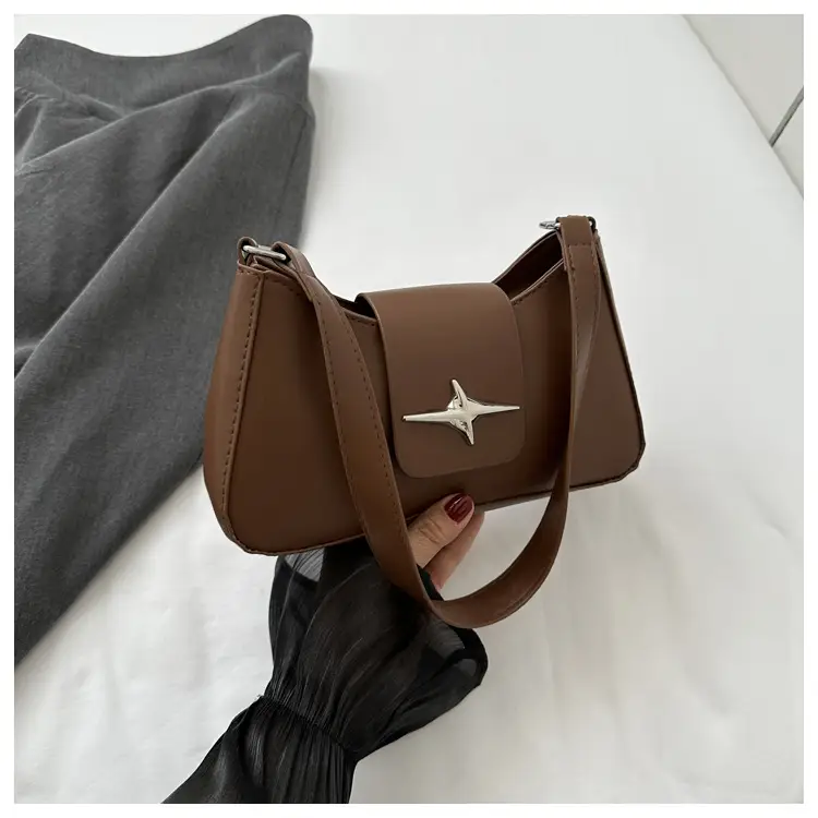 2023 New High Shoulder Messenger Bag Brown - Image 4