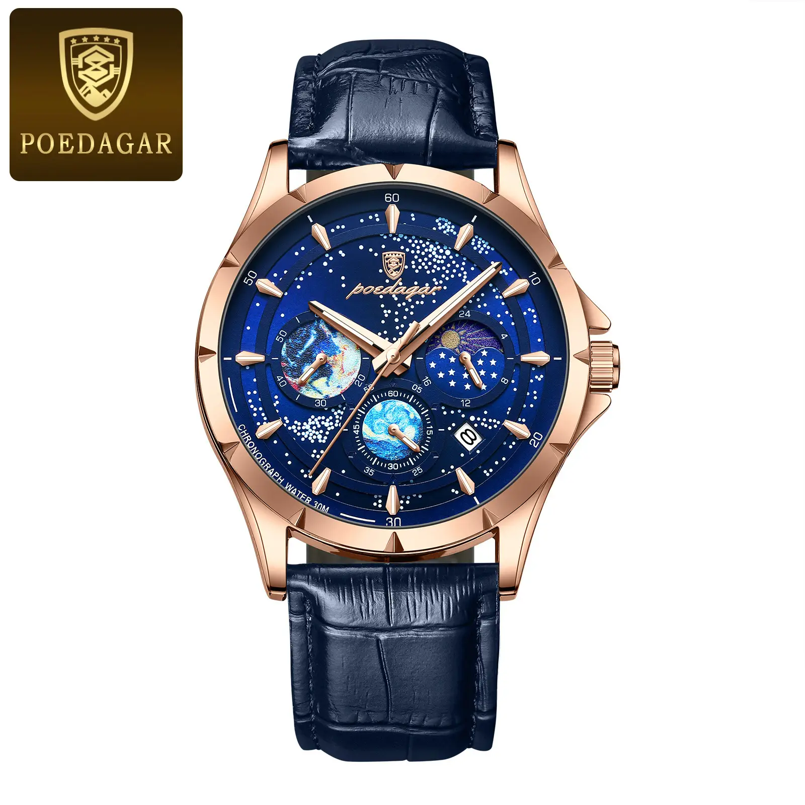 Super Luminous Men's Multi-Function Quartz Watch Blue Dial - Image 6