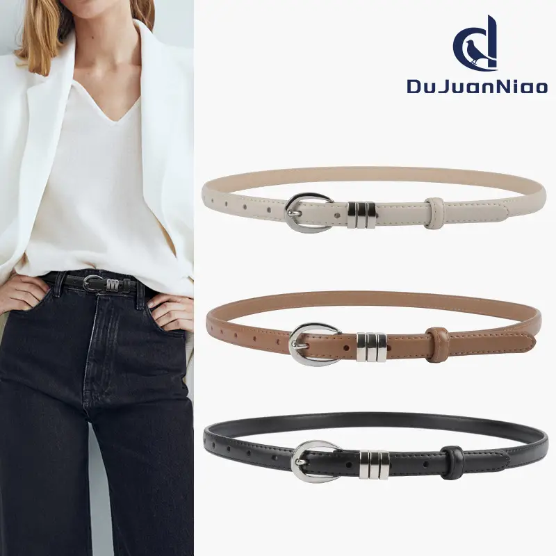 Women's Light Blue Leather Belt with Silver Buckle - Image 12