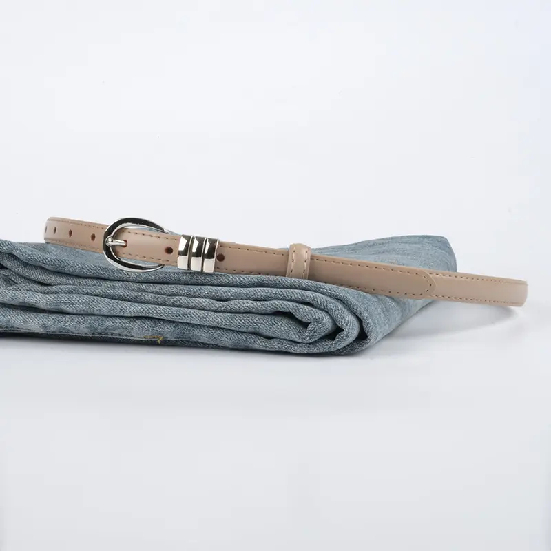 Women's Light Blue Leather Belt with Silver Buckle - Image 14