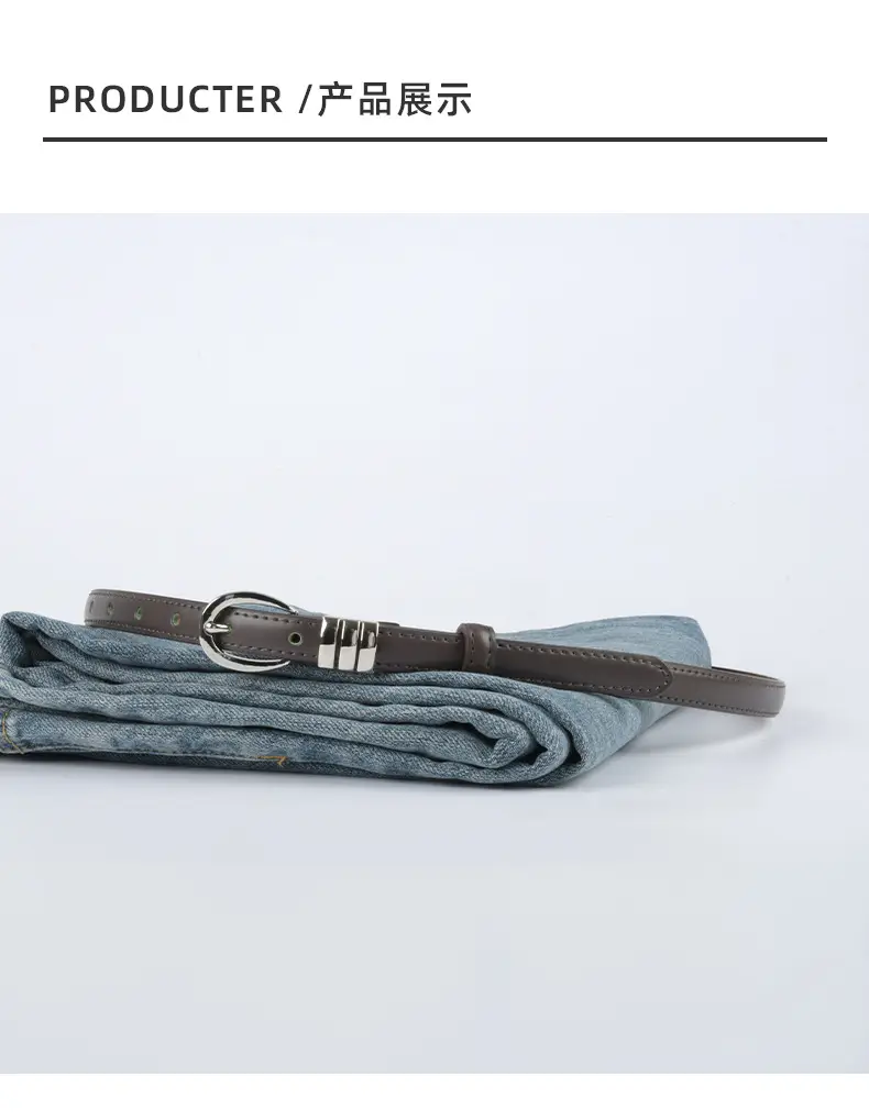Women's Light Blue Leather Belt with Silver Buckle β feature 10