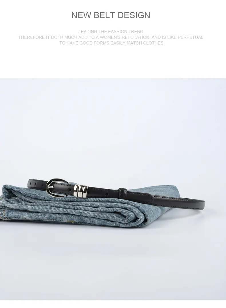Women's Light Blue Leather Belt with Silver Buckle β feature 11
