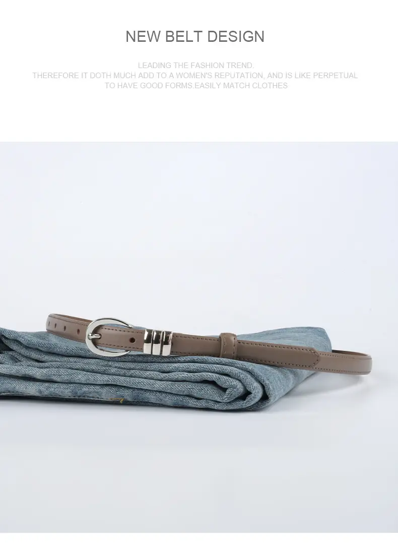 Women's Light Blue Leather Belt with Silver Buckle β feature 12