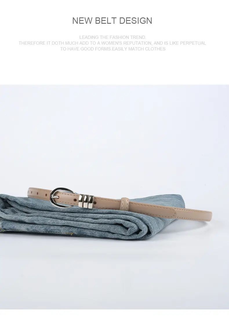 Women's Light Blue Leather Belt with Silver Buckle β feature 13