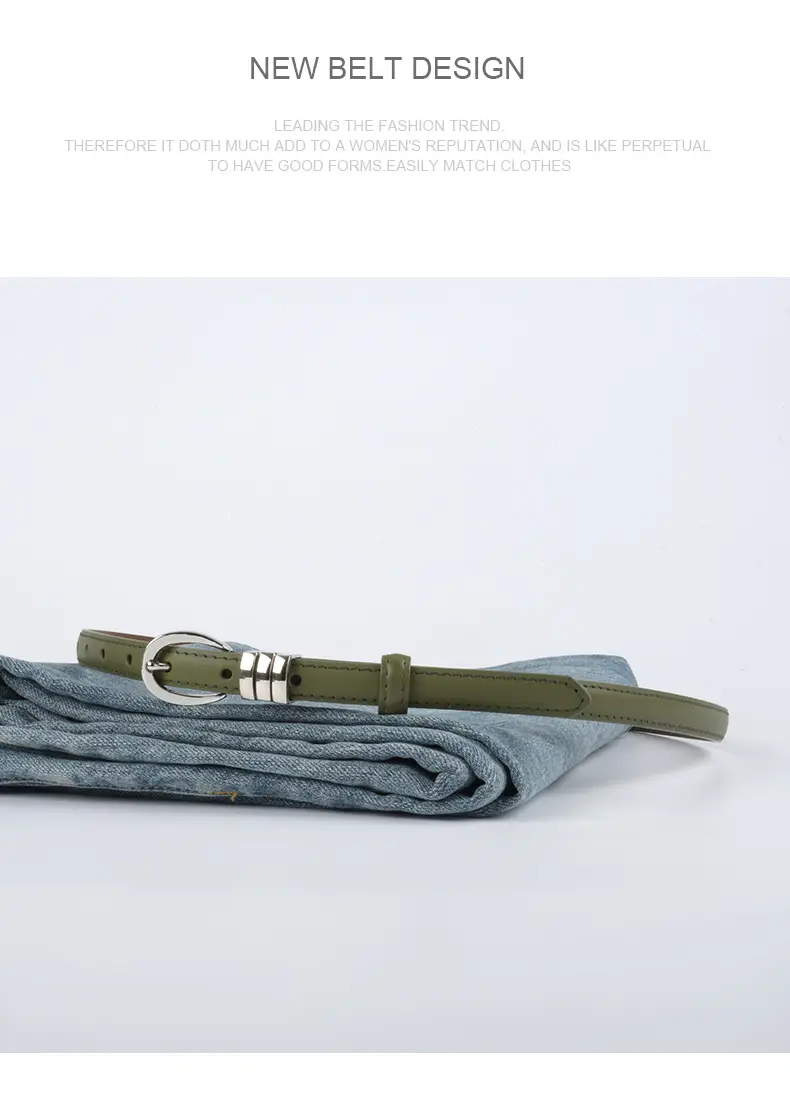 Women's Light Blue Leather Belt with Silver Buckle β feature 14