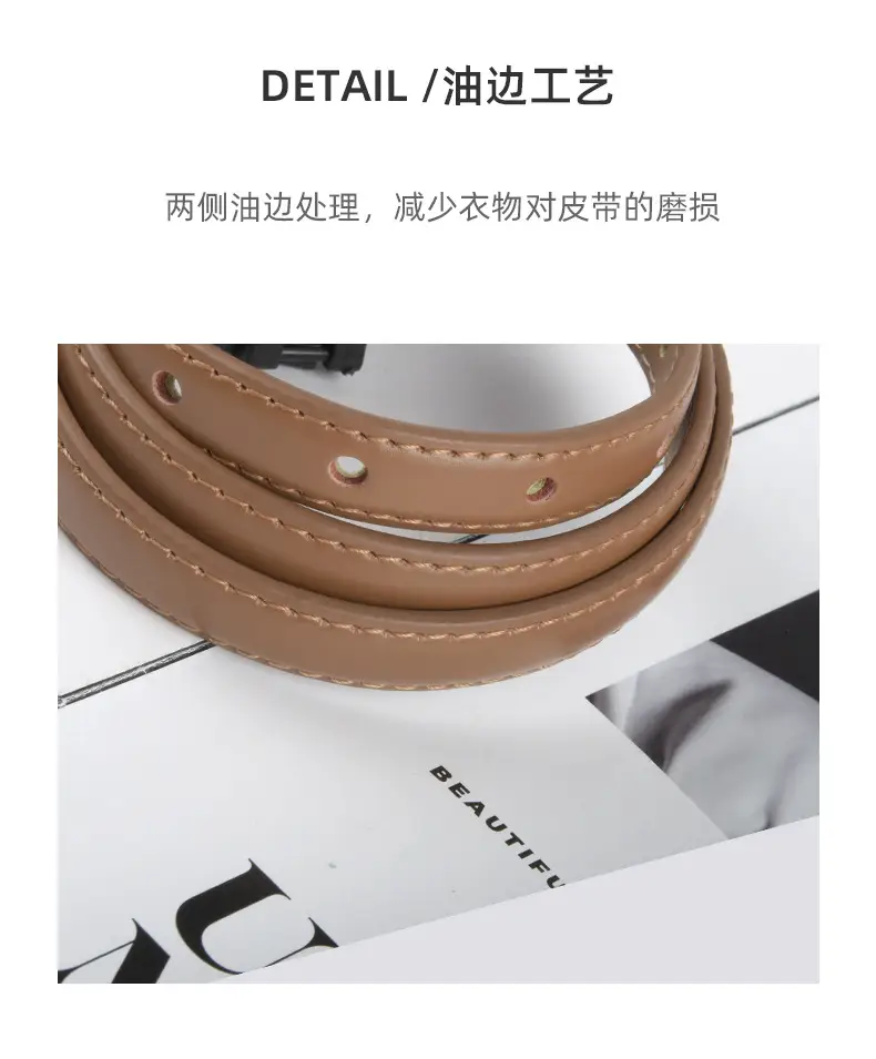 Women's Light Blue Leather Belt with Silver Buckle β feature 8