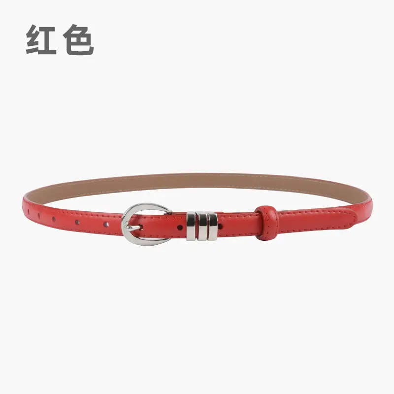 Women's Light Blue Leather Belt with Silver Buckle - Image 10
