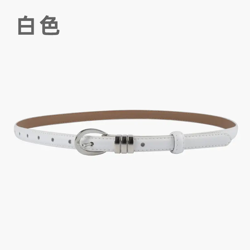 Women's Light Blue Leather Belt with Silver Buckle - Image 3