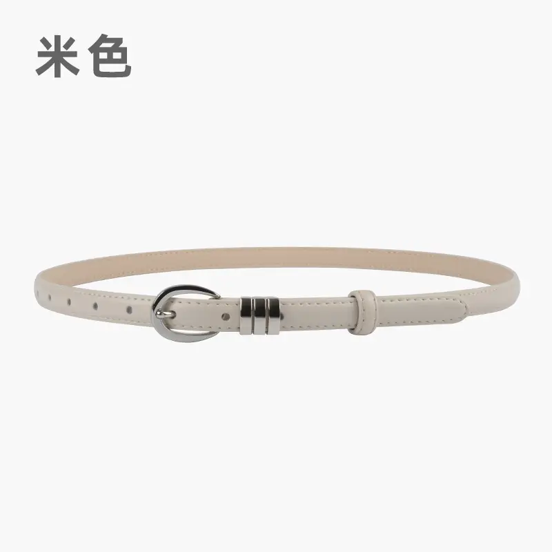 Women's Light Blue Leather Belt with Silver Buckle - Image 4