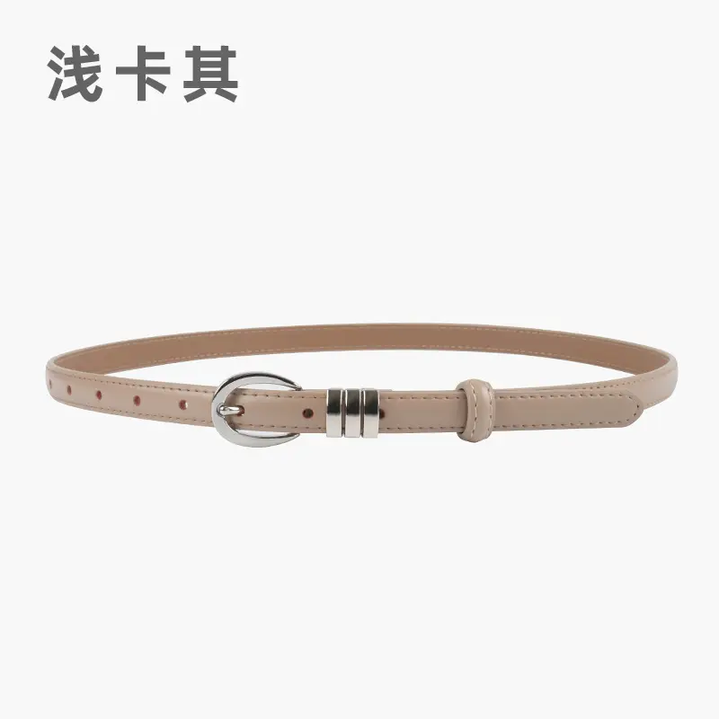 Women's Light Blue Leather Belt with Silver Buckle - Image 5