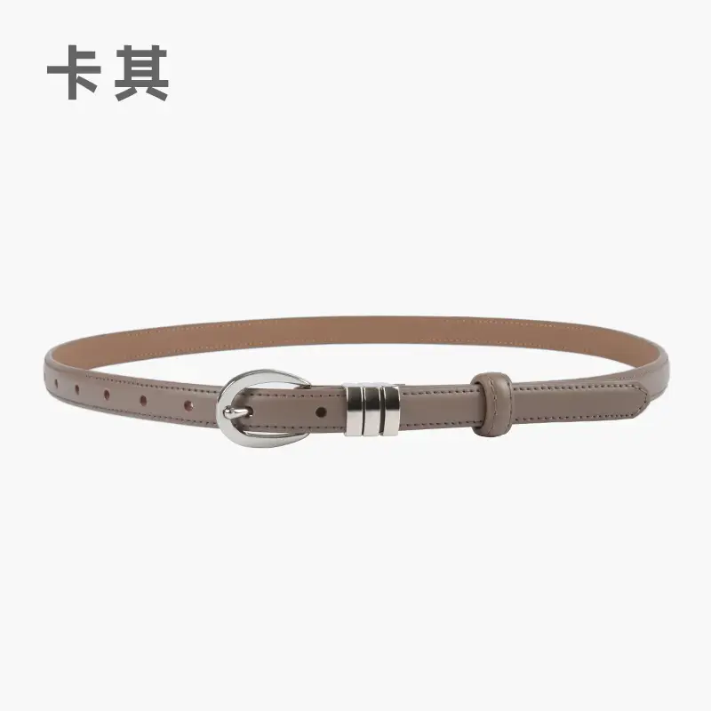 Women's Light Blue Leather Belt with Silver Buckle - Image 6