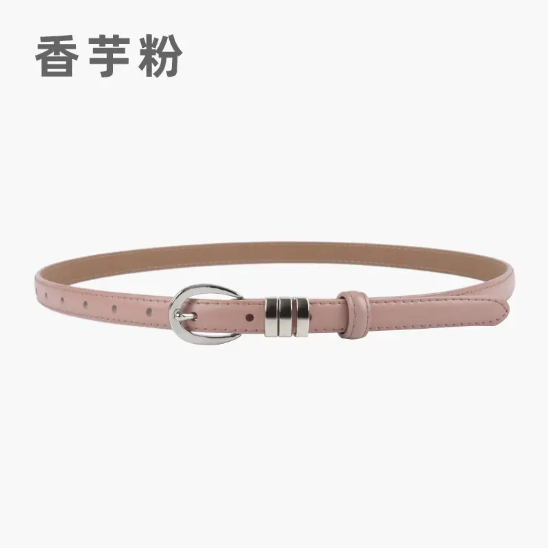 Women's Light Blue Leather Belt with Silver Buckle - Image 7