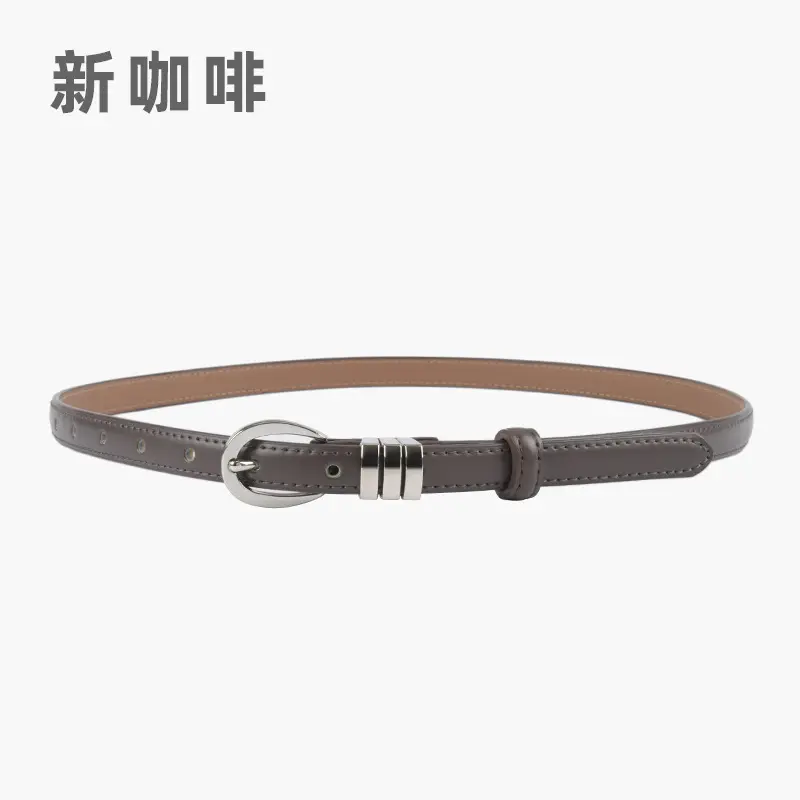 Women's Light Blue Leather Belt with Silver Buckle - Image 9