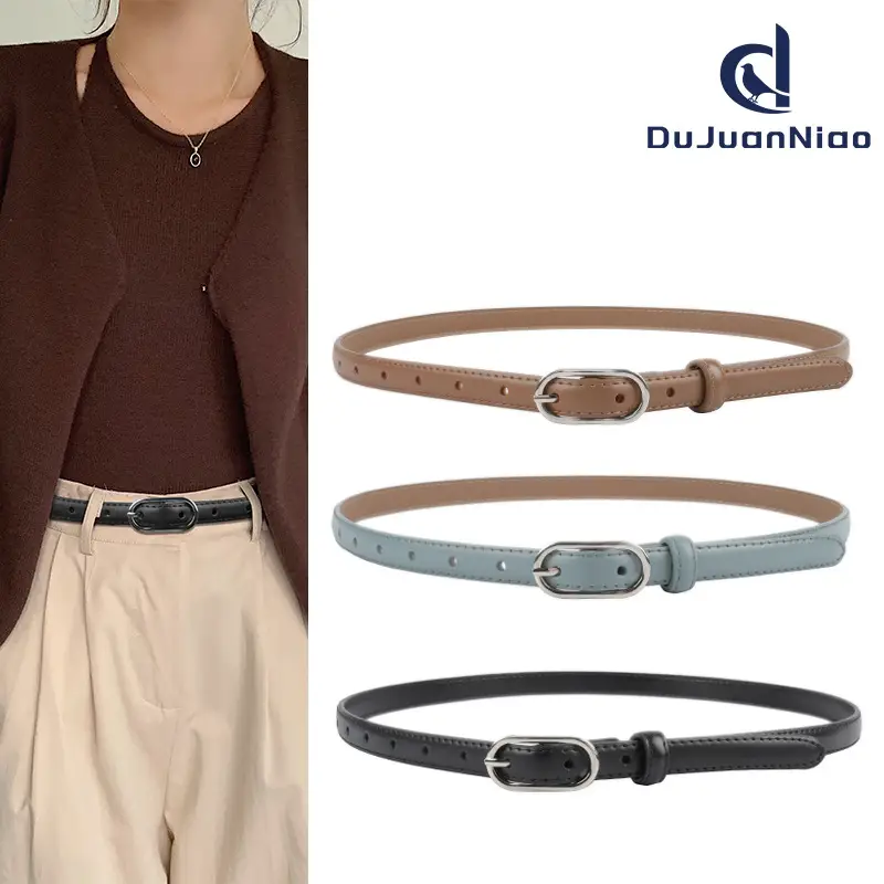 Women's Genuine Leather Belt Brown Adjustable Buckle - Image 12