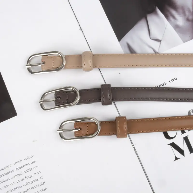 Women's Genuine Leather Belt Brown Adjustable Buckle - Image 13