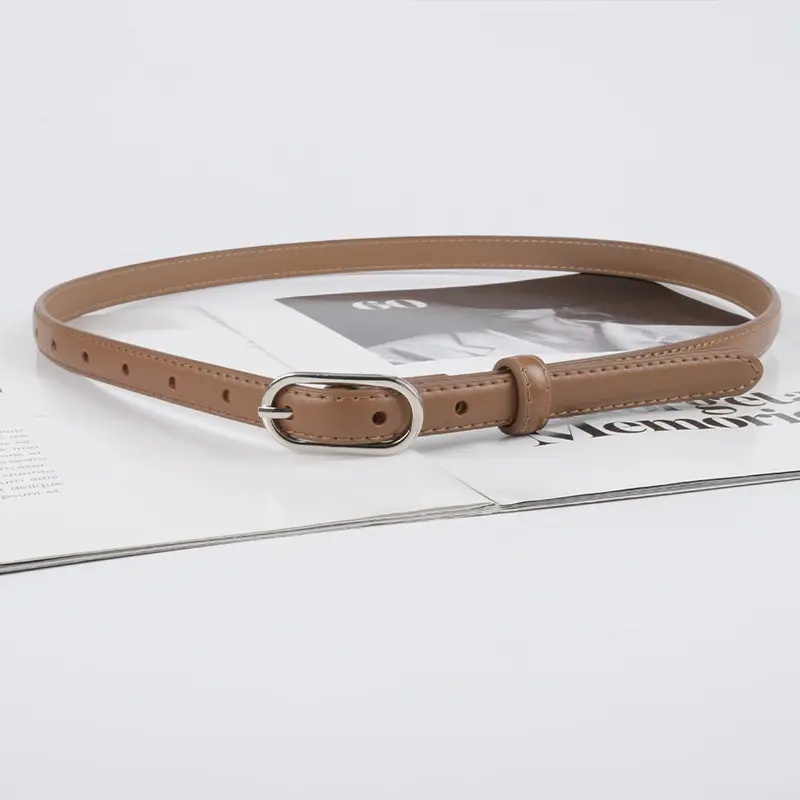 Women's Genuine Leather Belt Brown Adjustable Buckle - Image 14