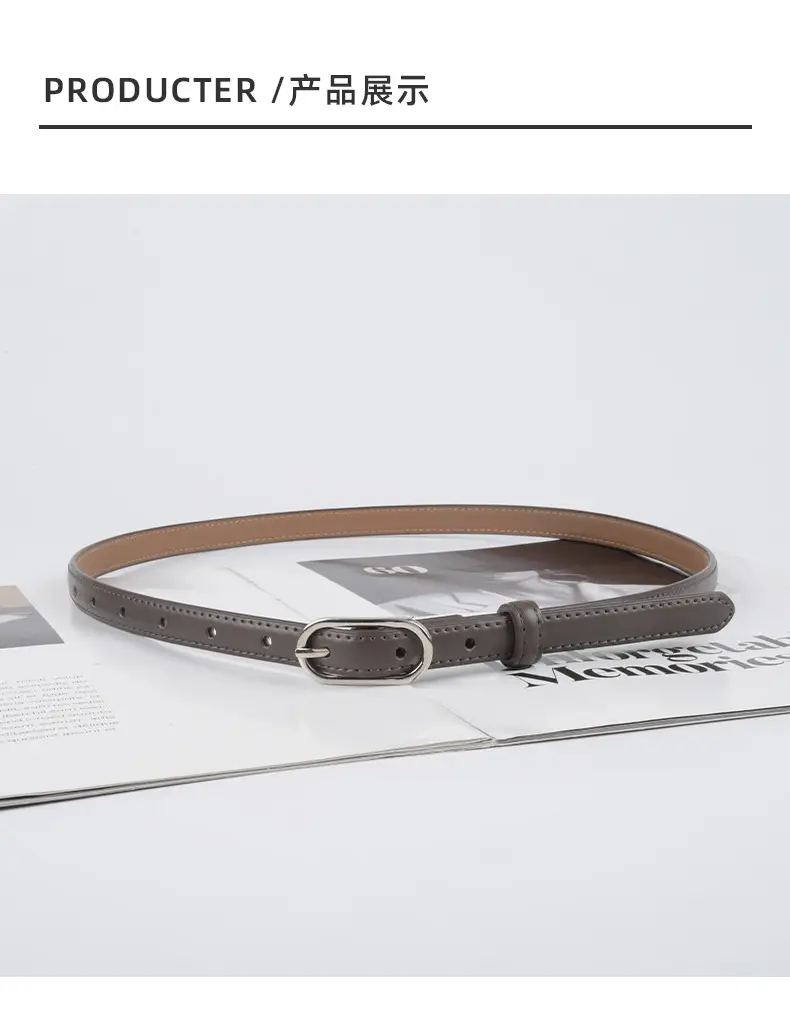 Women's Genuine Leather Belt Brown Adjustable Buckle β feature 10