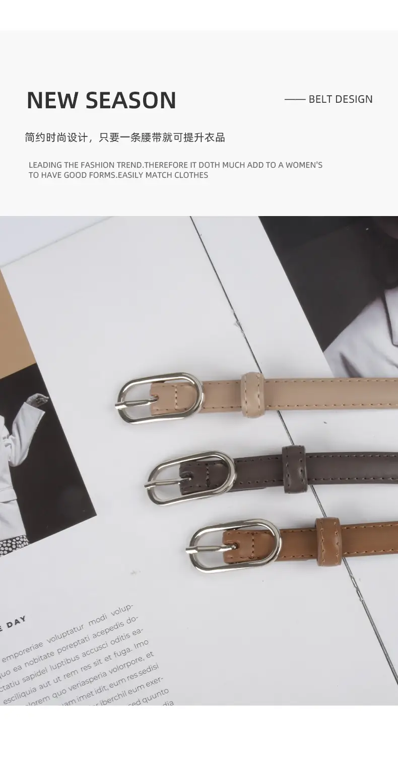 Women's Genuine Leather Belt Brown Adjustable Buckle β feature 5