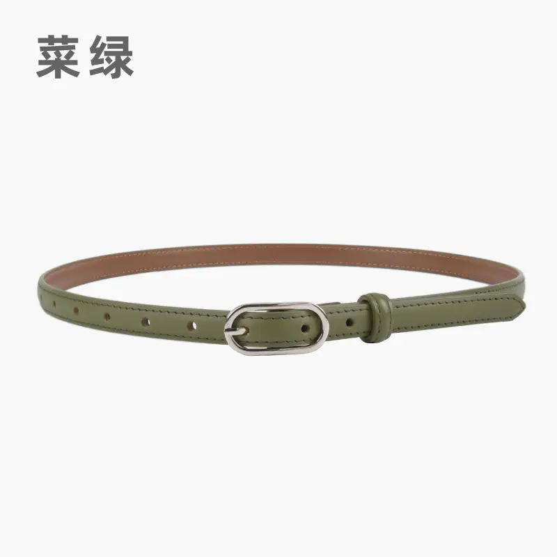 Women's Genuine Leather Belt Brown Adjustable Buckle - Image 11