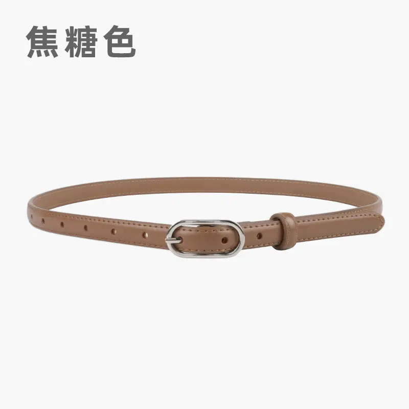 Women's Genuine Leather Belt Brown Adjustable Buckle - Image 2
