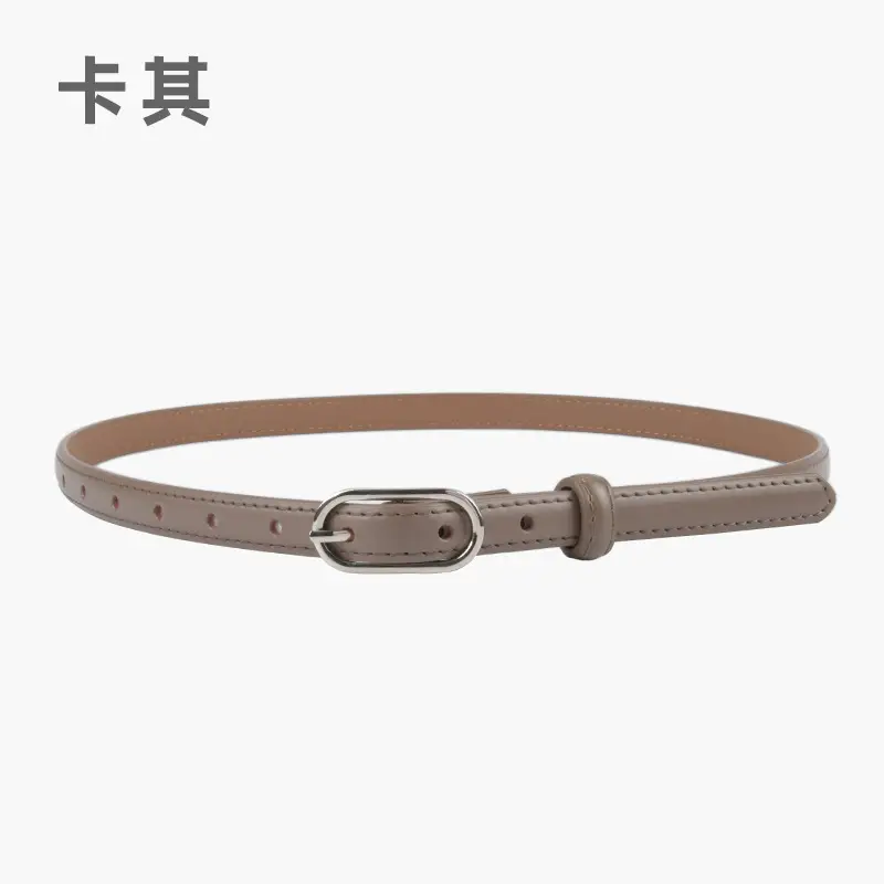 Women's Genuine Leather Belt Brown Adjustable Buckle - Image 5