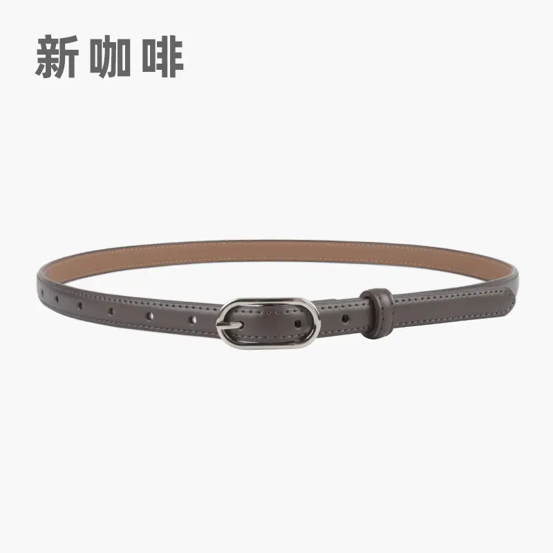 Women's Genuine Leather Belt Brown Adjustable Buckle - Image 9