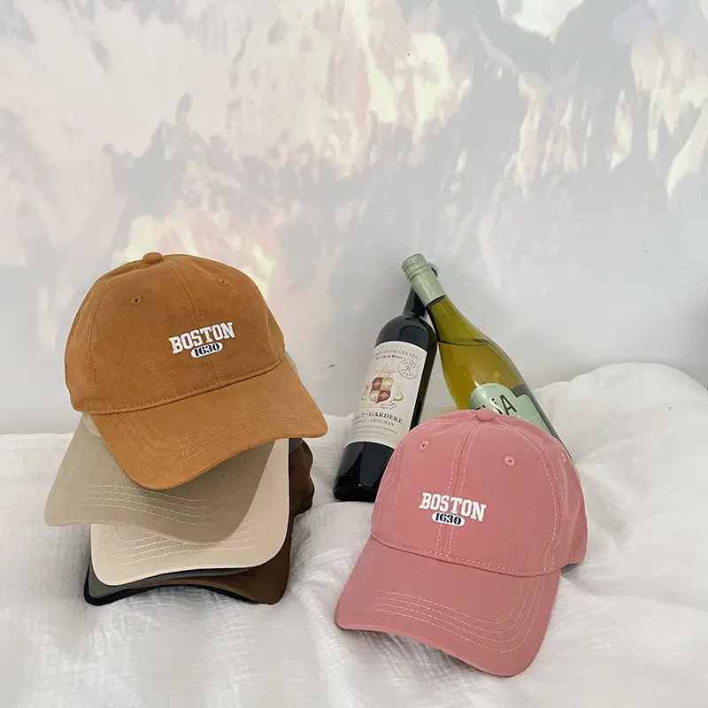 Boston Embroidered Women's Beige Baseball Cap