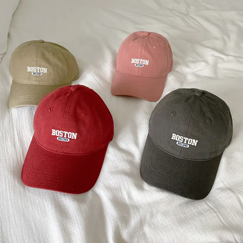 Boston Embroidered Women's Beige Baseball Cap