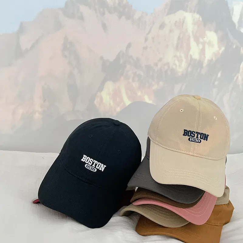 Boston Embroidered Women's Beige Baseball Cap