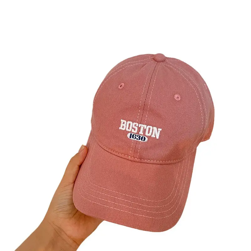 Boston Embroidered Women's Beige Baseball Cap