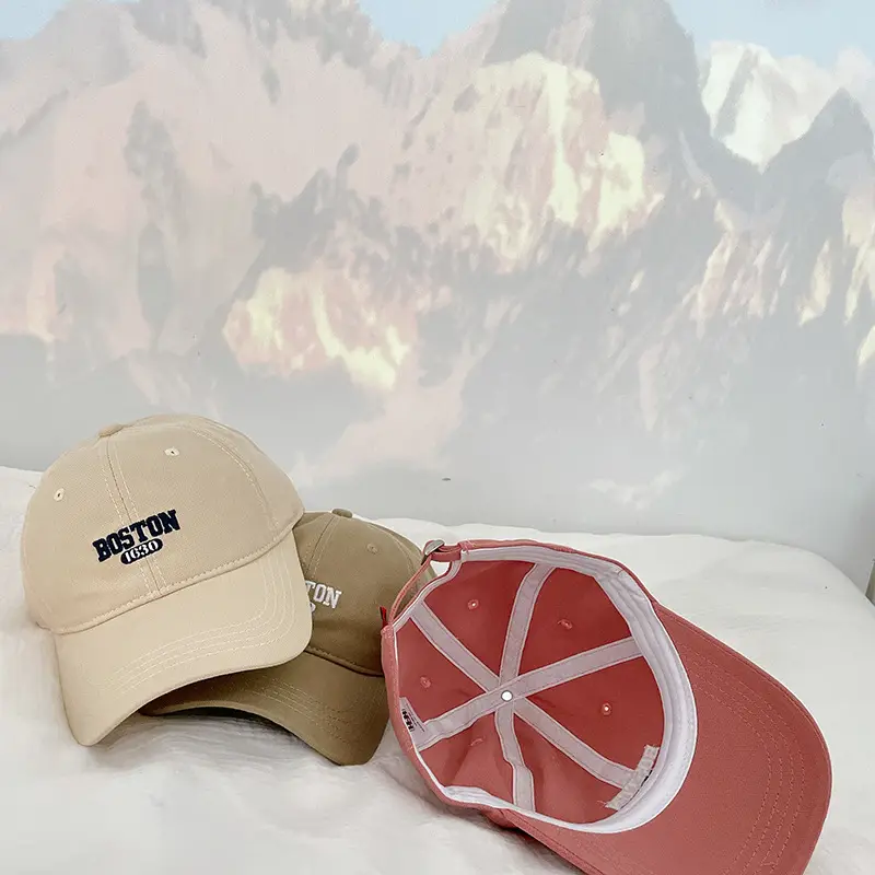 Boston Embroidered Women's Beige Baseball Cap — feature 9