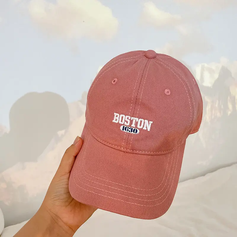 Boston Embroidered Women's Beige Baseball Cap — feature 10