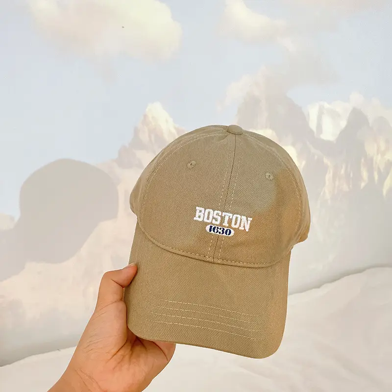 Boston Embroidered Women's Beige Baseball Cap