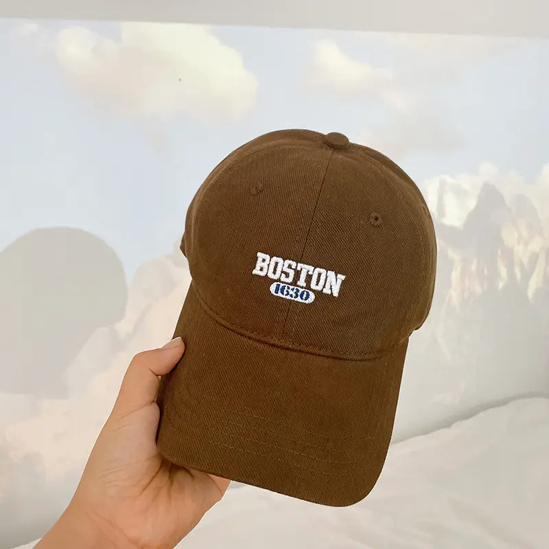 Boston Embroidered Women's Beige Baseball Cap