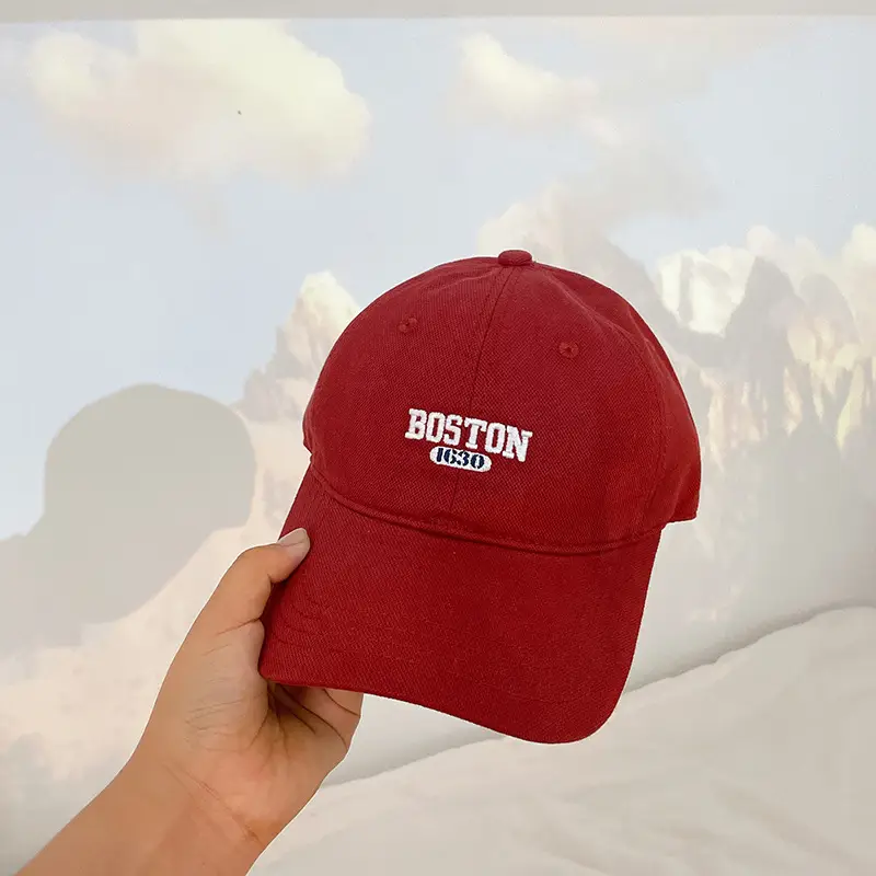 Boston Embroidered Women's Beige Baseball Cap