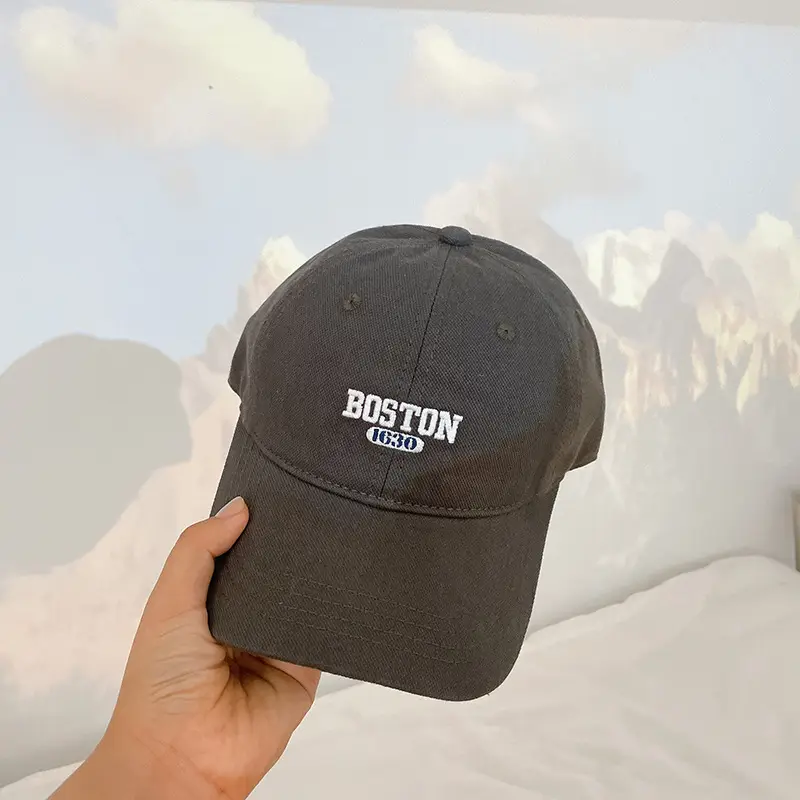Boston Embroidered Women's Beige Baseball Cap