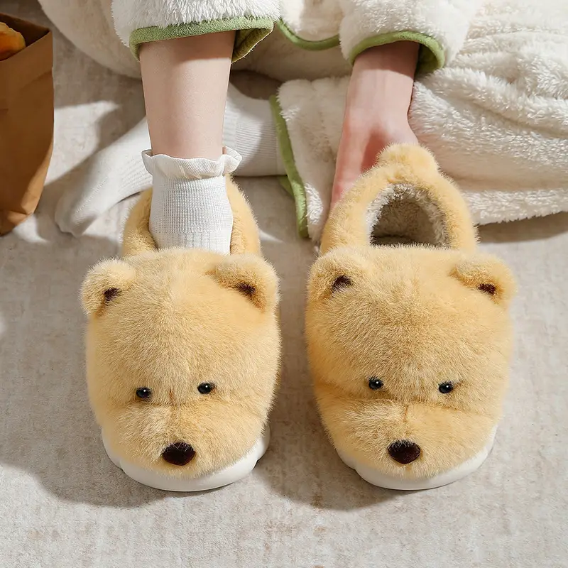 Home Cotton Slippers with Heel for Women, Winter Cartoon Cute Furry Slippers, Men's Plush Warm Cotton Shoes, Men's Winter Wholesale - Image 9