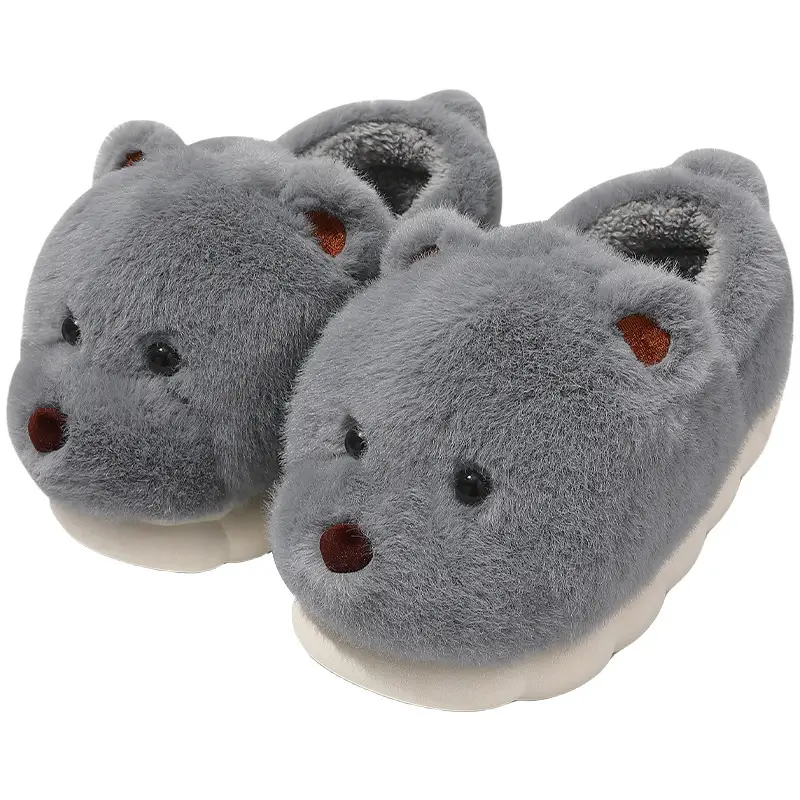 Home Cotton Slippers with Heel for Women, Winter Cartoon Cute Furry Slippers, Men's Plush Warm Cotton Shoes, Men's Winter Wholesale - Image 12