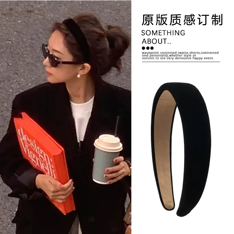 Maroon Velvet Hairband for Women Retro Hong Kong Style — feature 1