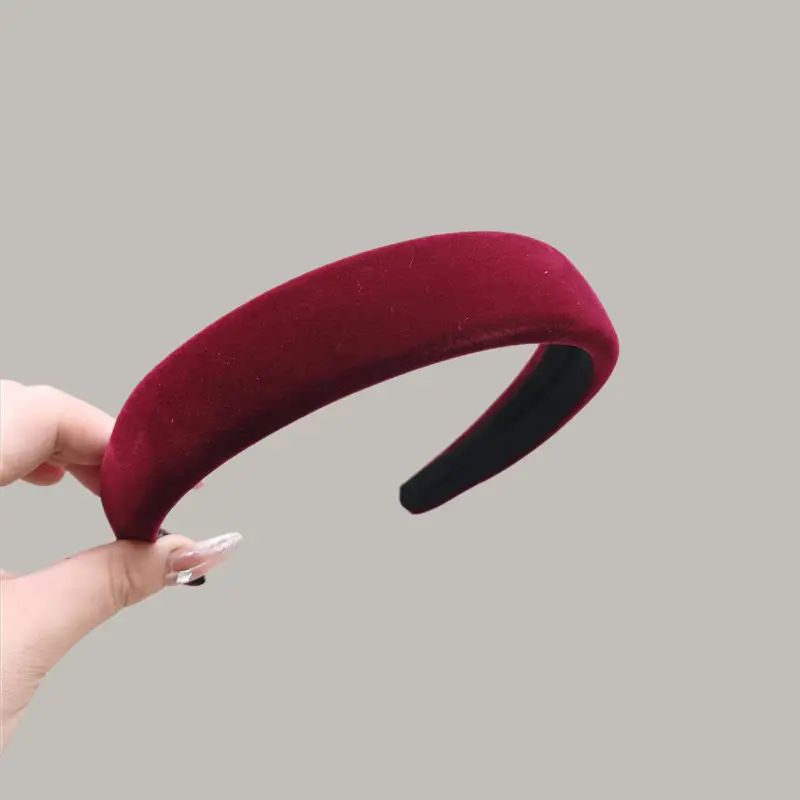 Maroon Velvet Hairband for Women Retro Hong Kong Style — feature 7