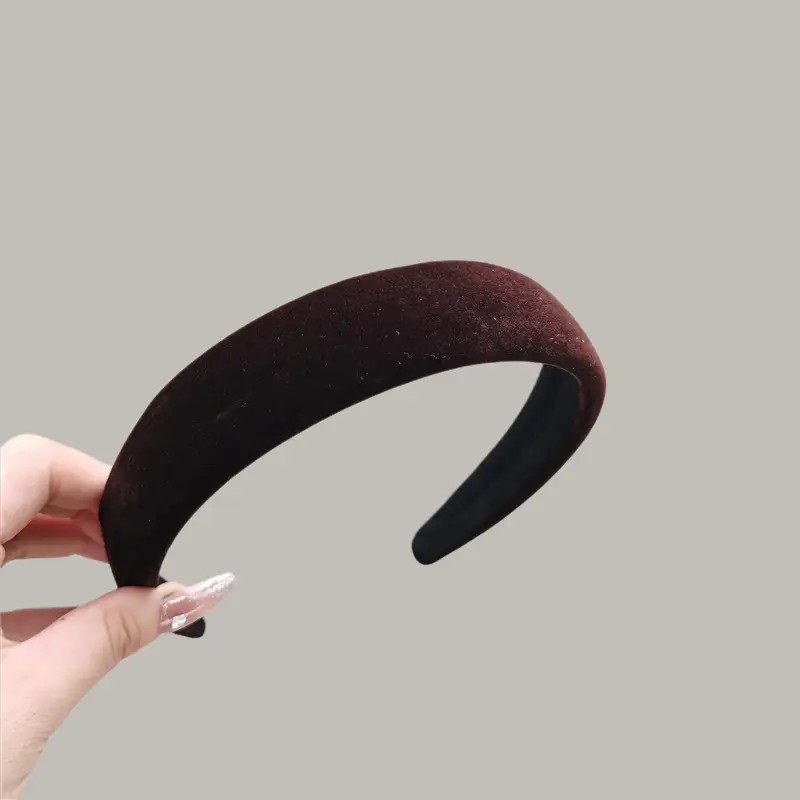 Maroon Velvet Hairband for Women Retro Hong Kong Style — feature 9