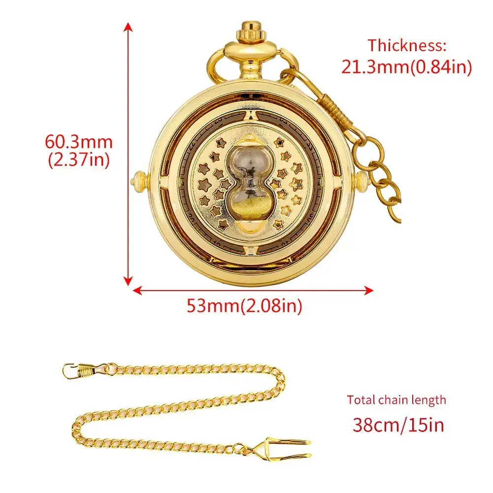 Gold Hollow Funnel Pocket Watch with Star Design - Image 4