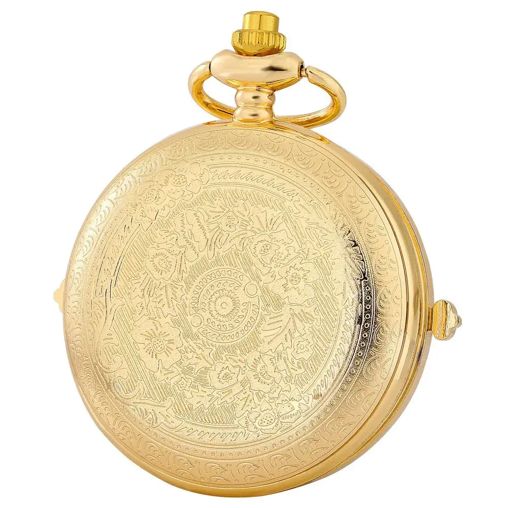 Gold Hollow Funnel Pocket Watch with Star Design - Image 5